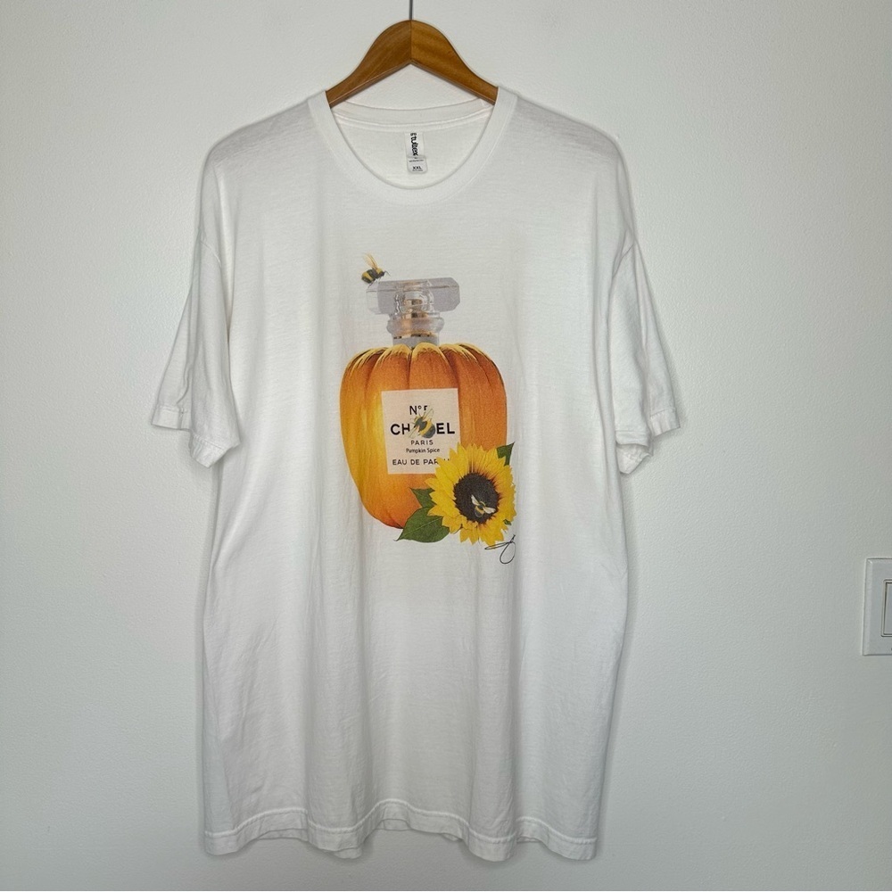 Tultex T-Shirt Pumpkin Sunflower‎ Print Size XXL